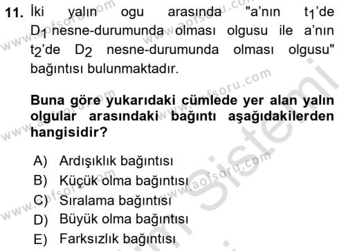 Bilim Felsefesi Dersi 2023 - 2024 Yılı (Vize) Ara Sınavı 11. Soru