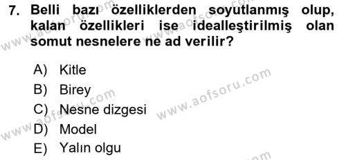 Bilim Felsefesi Dersi 2024 - 2025 Yılı (Vize) Ara Sınavı 7. Soru