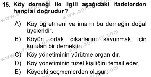 Yurttaşlık ve Çevre Bilgisi Dersi 2018 - 2019 Yılı 3 Ders Sınavı 15. Soru