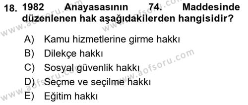 Yurttaşlık ve Çevre Bilgisi Dersi 2018 - 2019 Yılı 3 Ders Sınavı 18. Soru