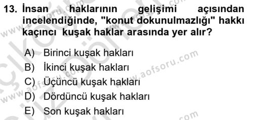 Yurttaşlık ve Çevre Bilgisi Dersi 2019 - 2020 Yılı (Vize) Ara Sınavı 13. Soru