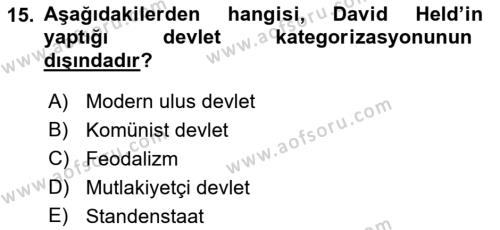 Yurttaşlık ve Çevre Bilgisi Dersi 2019 - 2020 Yılı (Vize) Ara Sınavı 15. Soru