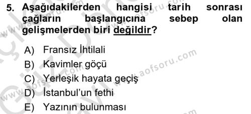 Yurttaşlık ve Çevre Bilgisi Dersi 2019 - 2020 Yılı (Vize) Ara Sınavı 5. Soru