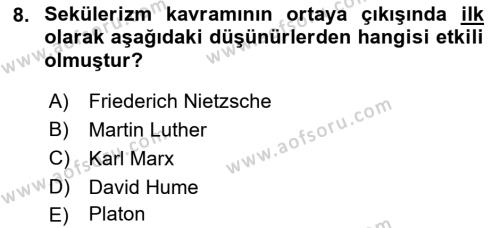 Yurttaşlık ve Çevre Bilgisi Dersi 2019 - 2020 Yılı (Vize) Ara Sınavı 8. Soru