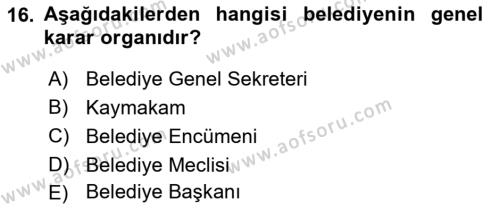 Yurttaşlık ve Çevre Bilgisi Dersi 2020 - 2021 Yılı Yaz Okulu Sınavı 16. Soru