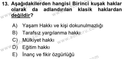 Yurttaşlık ve Çevre Bilgisi Dersi 2022 - 2023 Yılı (Vize) Ara Sınavı 13. Soru