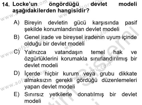 Yurttaşlık ve Çevre Bilgisi Dersi 2022 - 2023 Yılı (Vize) Ara Sınavı 14. Soru