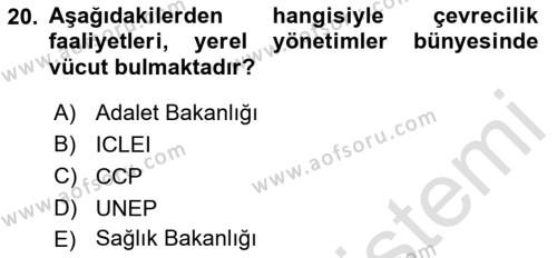 Yurttaşlık ve Çevre Bilgisi Dersi 2022 - 2023 Yılı (Vize) Ara Sınavı 20. Soru