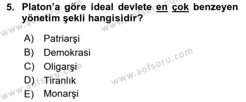 Yurttaşlık ve Çevre Bilgisi Dersi 2022 - 2023 Yılı (Vize) Ara Sınavı 5. Soru