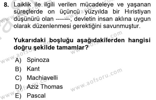 Yurttaşlık ve Çevre Bilgisi Dersi 2022 - 2023 Yılı (Vize) Ara Sınavı 8. Soru