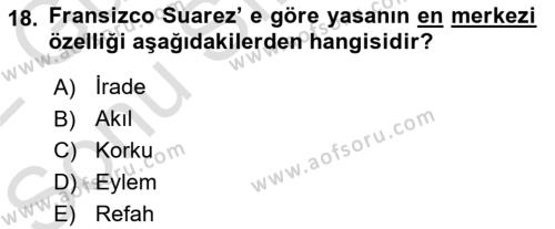 Ortaçağ Felsefesi 1 Dersi 2021 - 2022 Yılı (Final) Dönem Sonu Sınavı 18. Soru