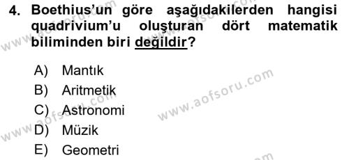 Ortaçağ Felsefesi 1 Dersi 2022 - 2023 Yılı (Vize) Ara Sınavı 4. Soru