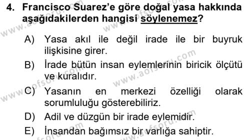 Ortaçağ Felsefesi 1 Dersi 2022 - 2023 Yılı Yaz Okulu Sınavı 4. Soru