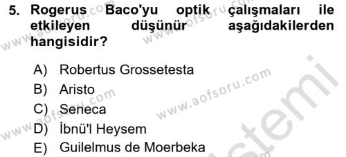 Ortaçağ Felsefesi 1 Dersi 2022 - 2023 Yılı Yaz Okulu Sınavı 5. Soru
