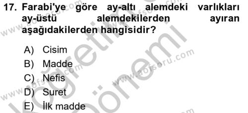 Ortaçağ Felsefesi 2 Dersi 2016 - 2017 Yılı (Vize) Ara Sınavı 17. Soru