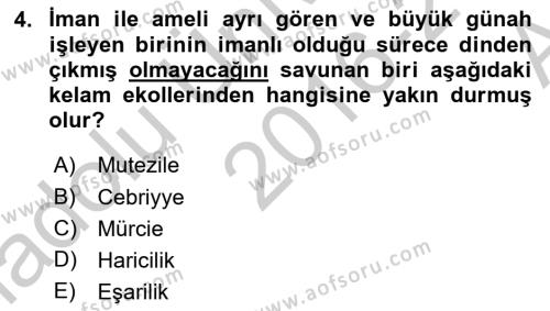 Ortaçağ Felsefesi 2 Dersi 2016 - 2017 Yılı (Vize) Ara Sınavı 4. Soru