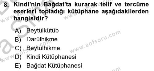 Ortaçağ Felsefesi 2 Dersi 2016 - 2017 Yılı (Vize) Ara Sınavı 8. Soru