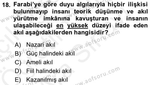 Ortaçağ Felsefesi 2 Dersi 2017 - 2018 Yılı (Vize) Ara Sınavı 18. Soru