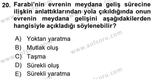 Ortaçağ Felsefesi 2 Dersi 2018 - 2019 Yılı (Vize) Ara Sınavı 20. Soru