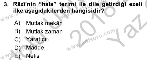 Ortaçağ Felsefesi 2 Dersi 2018 - 2019 Yılı Yaz Okulu Sınavı 3. Soru