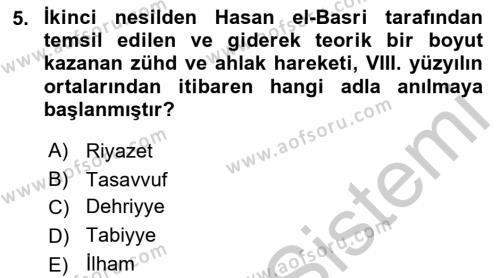 Ortaçağ Felsefesi 2 Dersi 2018 - 2019 Yılı Yaz Okulu Sınavı 5. Soru