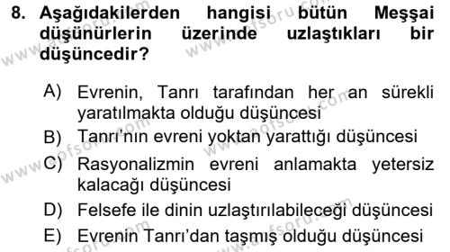 Ortaçağ Felsefesi 2 Dersi 2018 - 2019 Yılı Yaz Okulu Sınavı 8. Soru