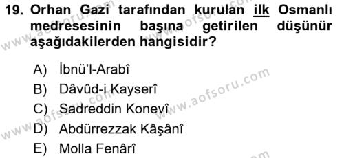 Ortaçağ Felsefesi 2 Dersi 2021 - 2022 Yılı Yaz Okulu Sınavı 19. Soru