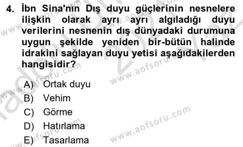 Ortaçağ Felsefesi 2 Dersi 2021 - 2022 Yılı Yaz Okulu Sınavı 4. Soru