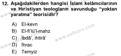 Ortaçağ Felsefesi 2 Dersi 2022 - 2023 Yılı Yaz Okulu Sınavı 12. Soru