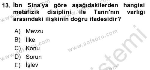 Ortaçağ Felsefesi 2 Dersi 2022 - 2023 Yılı Yaz Okulu Sınavı 13. Soru