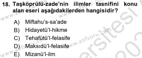 Ortaçağ Felsefesi 2 Dersi 2022 - 2023 Yılı Yaz Okulu Sınavı 18. Soru