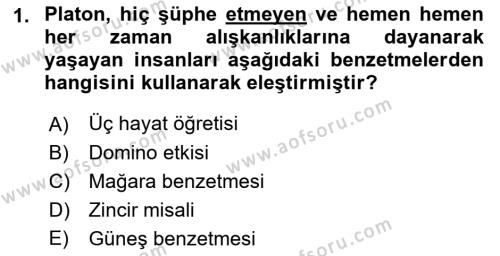 Felsefe Dersi 2022 - 2023 Yılı (Vize) Ara Sınavı 1. Soru