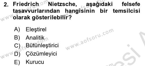 Felsefe Dersi 2022 - 2023 Yılı Yaz Okulu Sınavı 2. Soru