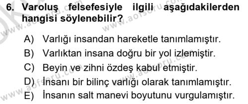 Felsefe Dersi 2022 - 2023 Yılı Yaz Okulu Sınavı 6. Soru