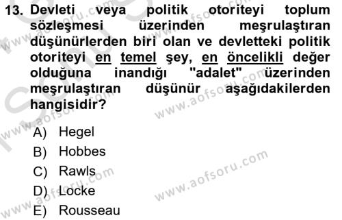 Felsefe Dersi 2023 - 2024 Yılı (Final) Dönem Sonu Sınavı 13. Soru