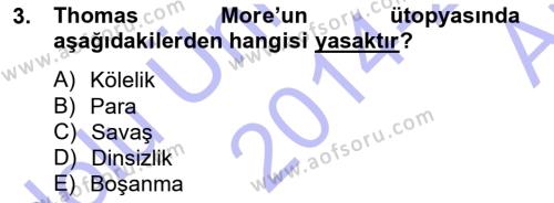 Modern Felsefe 1 Dersi 2014 - 2015 Yılı (Vize) Ara Sınavı 3. Soru