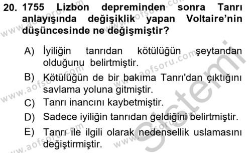 Modern Felsefe 1 Dersi 2016 - 2017 Yılı 3 Ders Sınavı 20. Soru