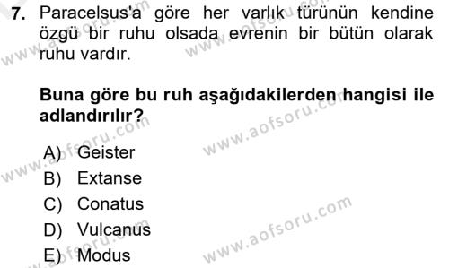 Modern Felsefe 1 Dersi 2017 - 2018 Yılı 3 Ders Sınavı 7. Soru