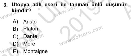 Modern Felsefe 1 Dersi 2019 - 2020 Yılı (Vize) Ara Sınavı 3. Soru