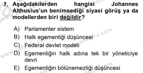 Modern Felsefe 1 Dersi 2019 - 2020 Yılı (Vize) Ara Sınavı 7. Soru