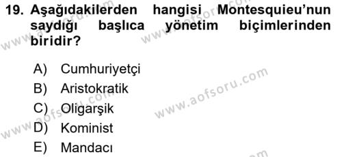 Modern Felsefe 1 Dersi 2020 - 2021 Yılı Yaz Okulu Sınavı 19. Soru