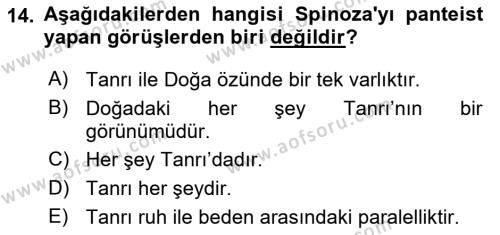 Modern Felsefe 1 Dersi 2021 - 2022 Yılı (Vize) Ara Sınavı 14. Soru