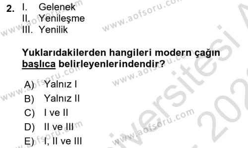 Modern Felsefe 1 Dersi 2021 - 2022 Yılı (Vize) Ara Sınavı 2. Soru