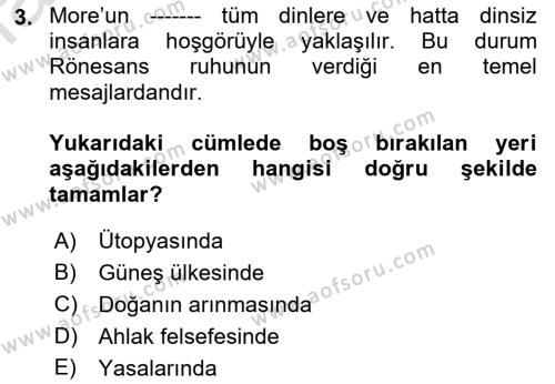 Modern Felsefe 1 Dersi 2021 - 2022 Yılı (Vize) Ara Sınavı 3. Soru