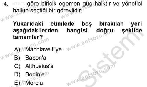 Modern Felsefe 1 Dersi 2021 - 2022 Yılı (Vize) Ara Sınavı 4. Soru