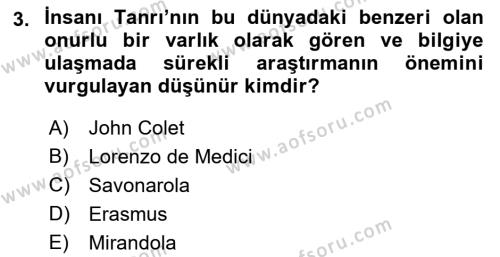 Modern Felsefe 1 Dersi 2021 - 2022 Yılı (Final) Dönem Sonu Sınavı 3. Soru