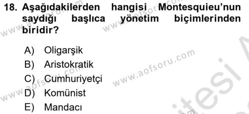 Modern Felsefe 1 Dersi 2021 - 2022 Yılı Yaz Okulu Sınavı 18. Soru