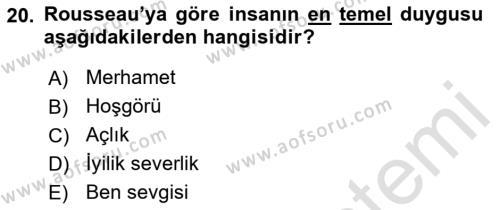 Modern Felsefe 1 Dersi 2021 - 2022 Yılı Yaz Okulu Sınavı 20. Soru