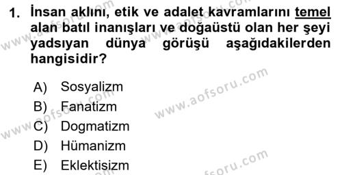 Modern Felsefe 1 Dersi 2022 - 2023 Yılı (Vize) Ara Sınavı 1. Soru