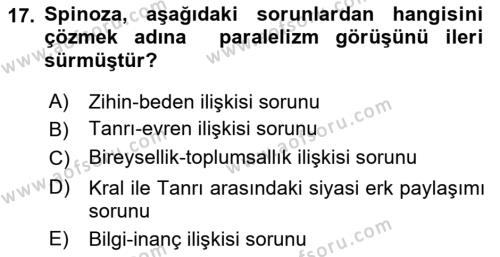 Modern Felsefe 1 Dersi 2022 - 2023 Yılı (Vize) Ara Sınavı 17. Soru